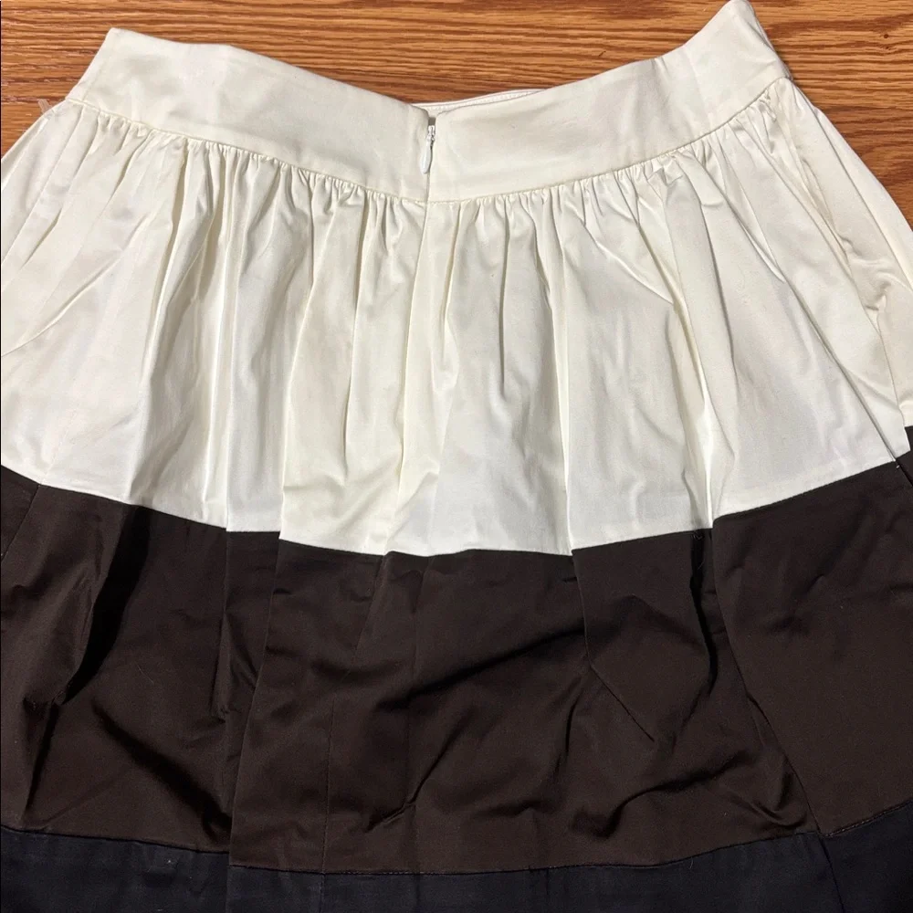 Kate Spade Colorblock Pleated Mini Skirt Cream Brown Black